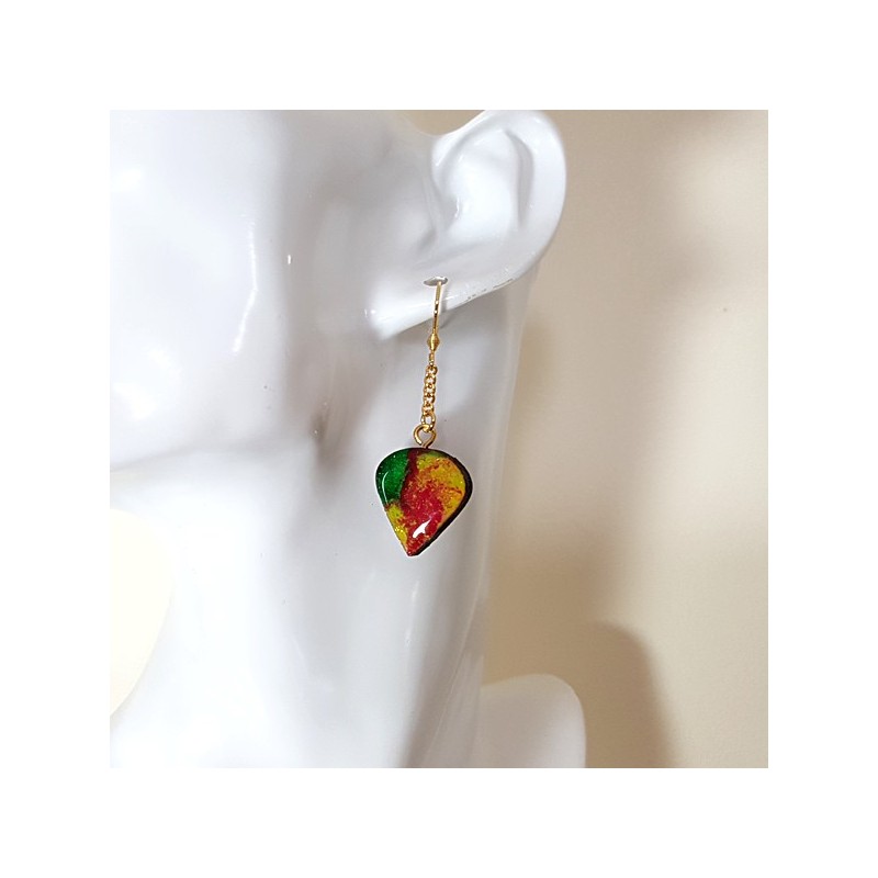 Boucles d'oreilles fantaisie perle de rosée multicolore bel aspect émail très légères Boucles d'oreilles fantaisie perle de rosée multicolore bel aspect émail très légères