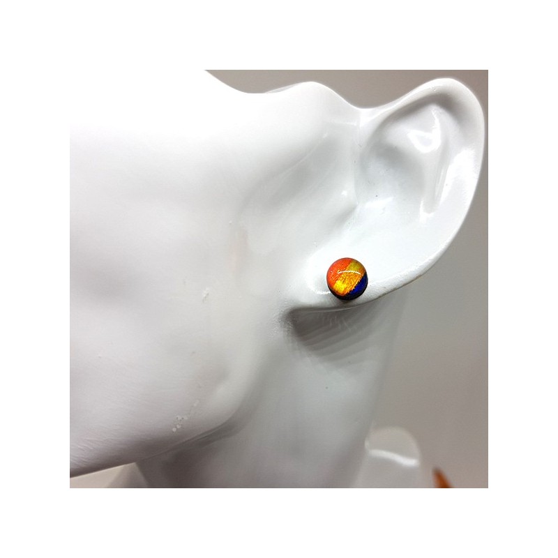 Bouton d'oreille, puce d'oreille ronde multicolore pailletée Bouton d'oreille, puce d'oreille ronde multicolore pailletée