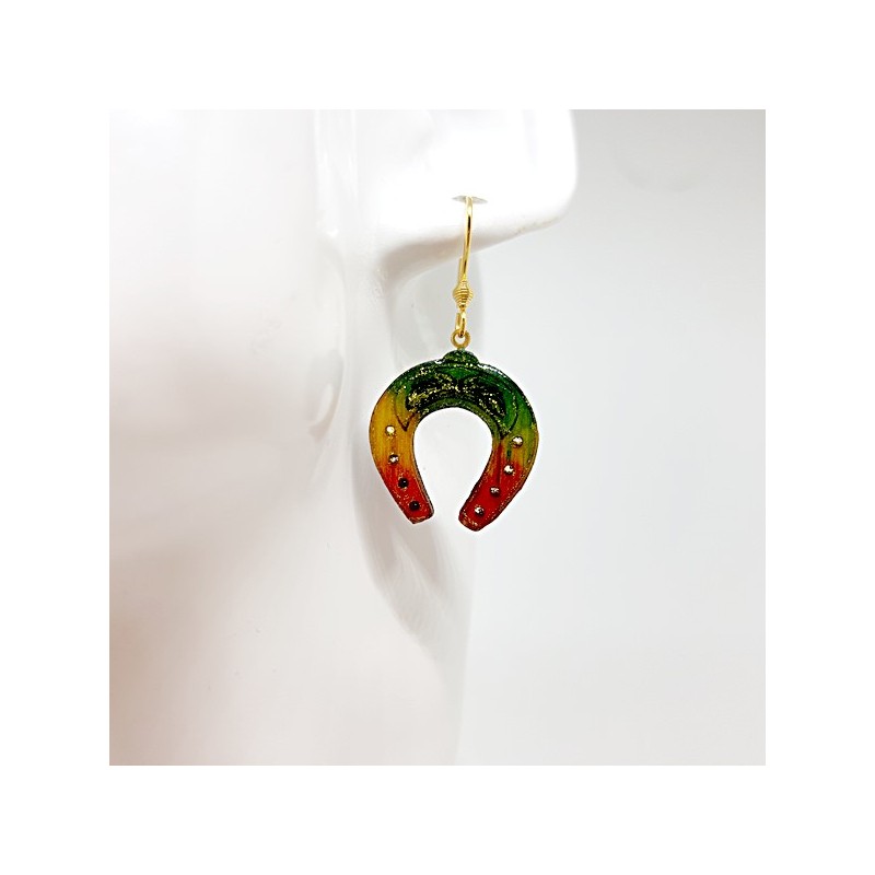 Boucle d'oreille femme fer à cheval 3 couleurs porte bonheur Boucle d'oreille femme fer à cheval 3 couleurs porte bonheur