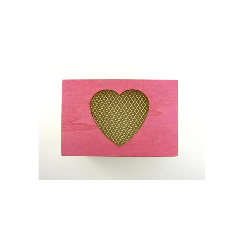 Boite à décor coeur grillagé rose Boite à décor coeur grillagé rose
