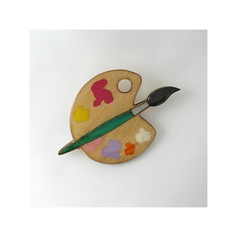 Broche palette pinceau vert grande Broche palette pinceau vert grande