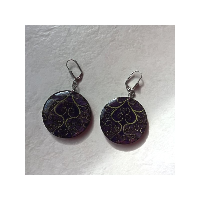 Boucle d'oreille fantaisie arabesques violet Boucle d'oreille fantaisie arabesques violet