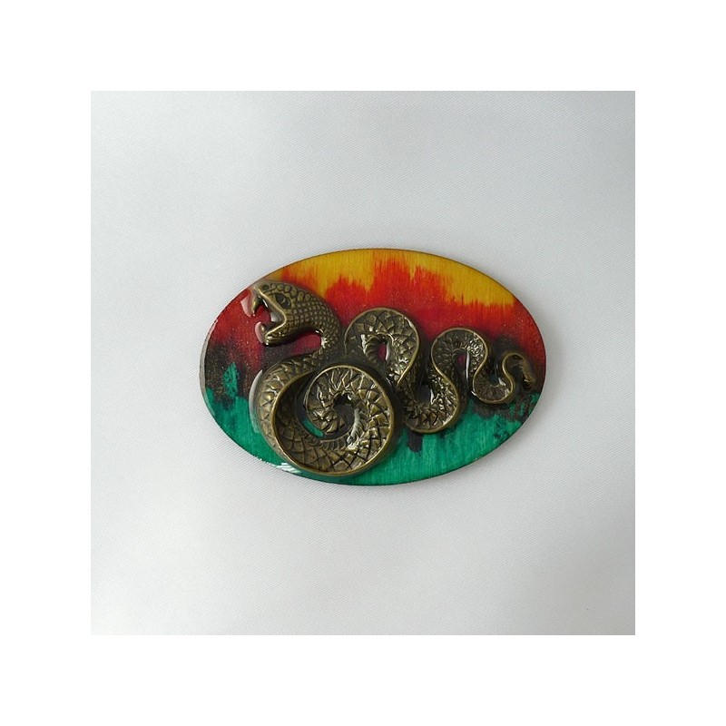 Broche originale décorée d'un serpent bronze fabrication artisanale Broche originale décorée d'un serpent bronze fabrication artisanale