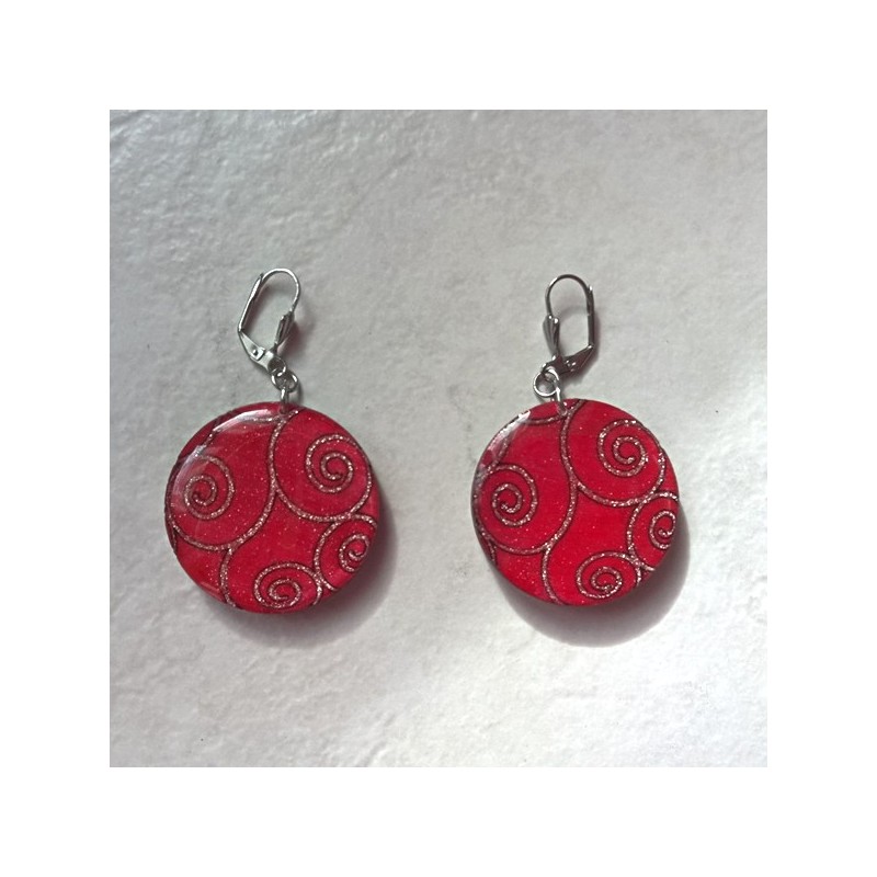 Boucle d'oreille fantaisie artisanale rose à spirale forme ronde monture adaptable sur demande Boucle d'oreille fantaisie artisanale rose à spirale forme ronde monture adaptable sur demande
