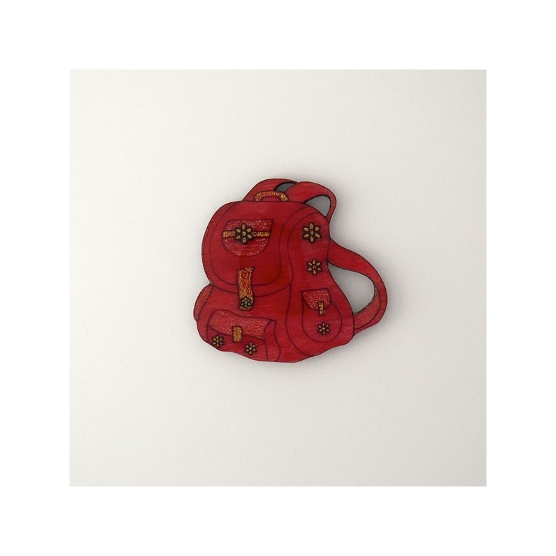 Broche originale, broche fantaisie en forme de sac à dos rose, broche pour enfant ou adulte, création artisanale Broche originale, broche fantaisie en forme de sac à dos rose, broche pour enfant ou adulte, création artisanale