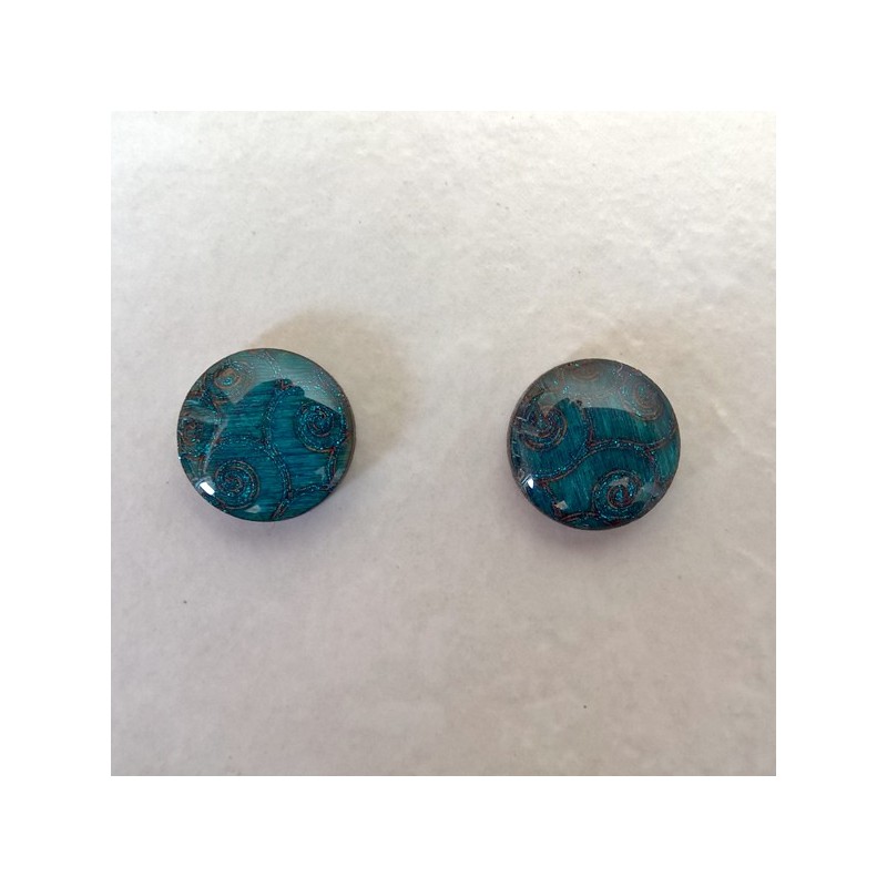 Puce d'oreille spirale turquoise oreille non percée montée sur clip acier inoxydable Puce d'oreille spirale turquoise oreille non percée montée sur clip acier inoxydable
