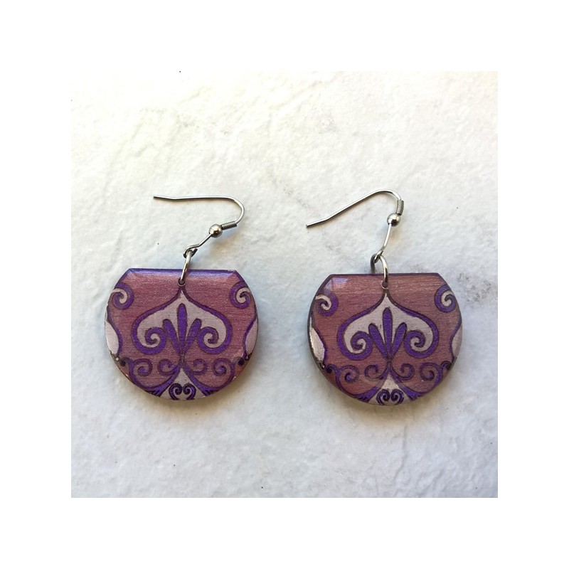 Boucle d'oreille médiévale baroque violet bjou de créateur original Boucle d'oreille médiévale baroque violet bjou de créateur original