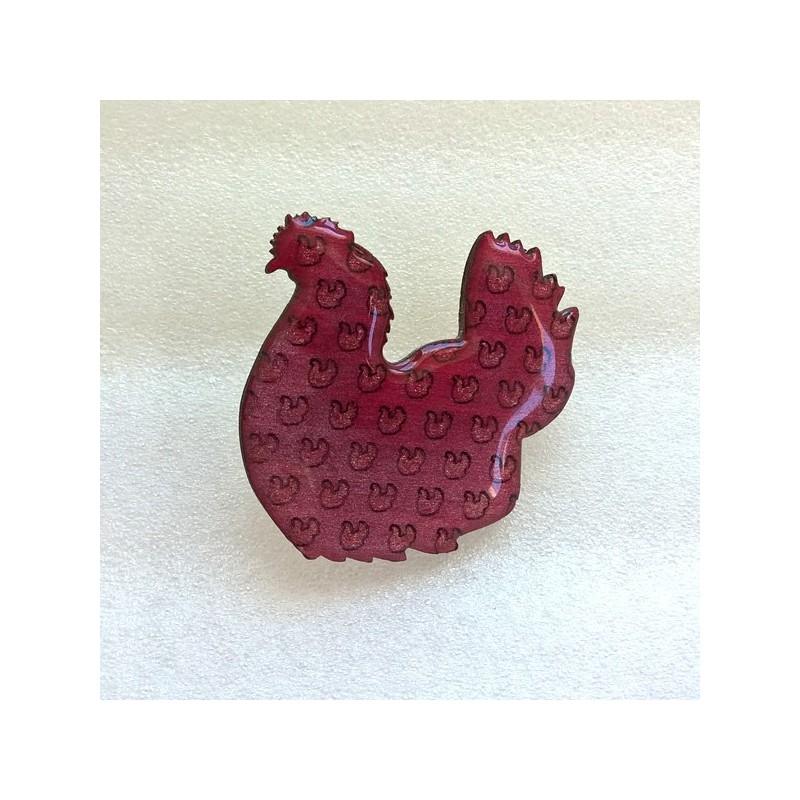 Broche forme de poule rose bijou de créateur original Broche forme de poule rose bijou de créateur original
