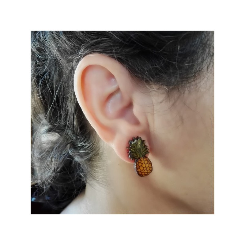 Boucle d'oreille ananas boucle d'oreille fantaisie pour enfant ou adulte Boucle d'oreille ananas boucle d'oreille fantaisie pour enfant ou adulte