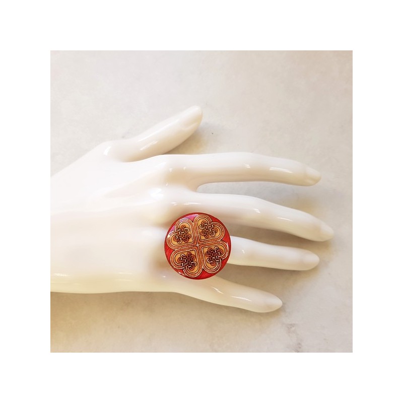 Bague originale coeur celtique rose, bijou original, bague originale avec support de qualité réglable, autre couleur possible Bague originale coeur celtique rose, bijou original, bague originale avec support de qualité réglable, autre couleur possible