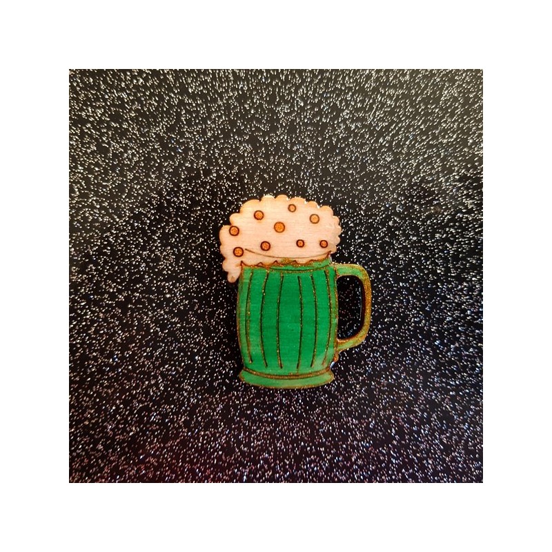 Broche originale chope de biere verte bijou original artisanale française Broche originale chope de biere verte bijou original artisanale française