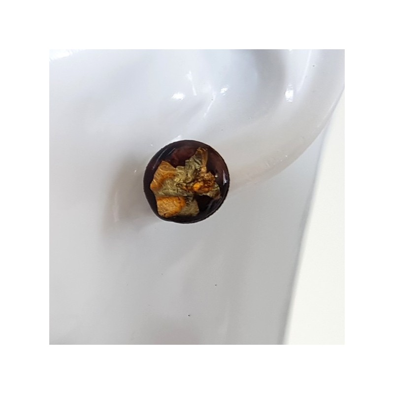 Puce d'oreille fantaisie noir pailleté métal, petite boucle d'oreille fantaisie Puce d'oreille fantaisie noir pailleté métal, petite boucle d'oreille fantaisie