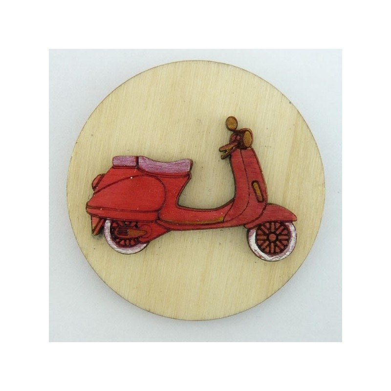 Magnet avec vélo sur fond rouge bois émaillé Magnet avec vélo sur fond rouge bois émaillé