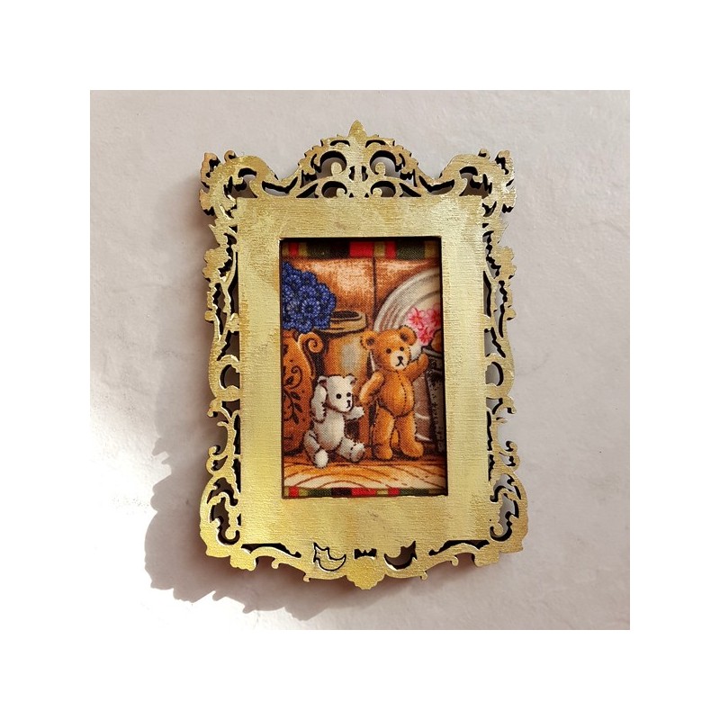Cadre photo baroque doré déco amovible 2 oursons création artisanale française Cadre photo baroque doré déco amovible 2 oursons création artisanale française