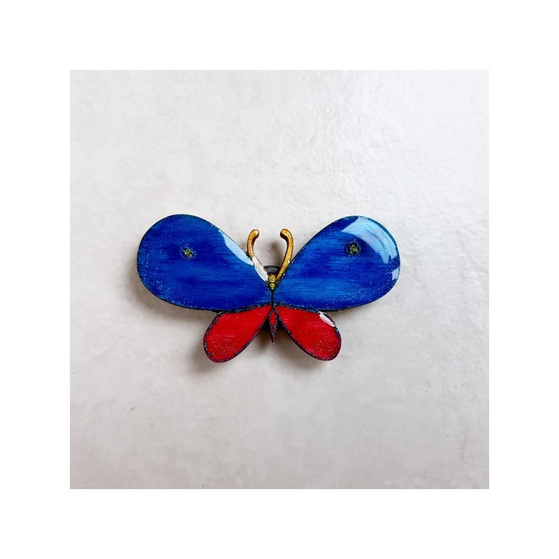 Magnet de collection papillon bleu rose, artisanat d'art Magnet de collection papillon bleu rose, artisanat d'art