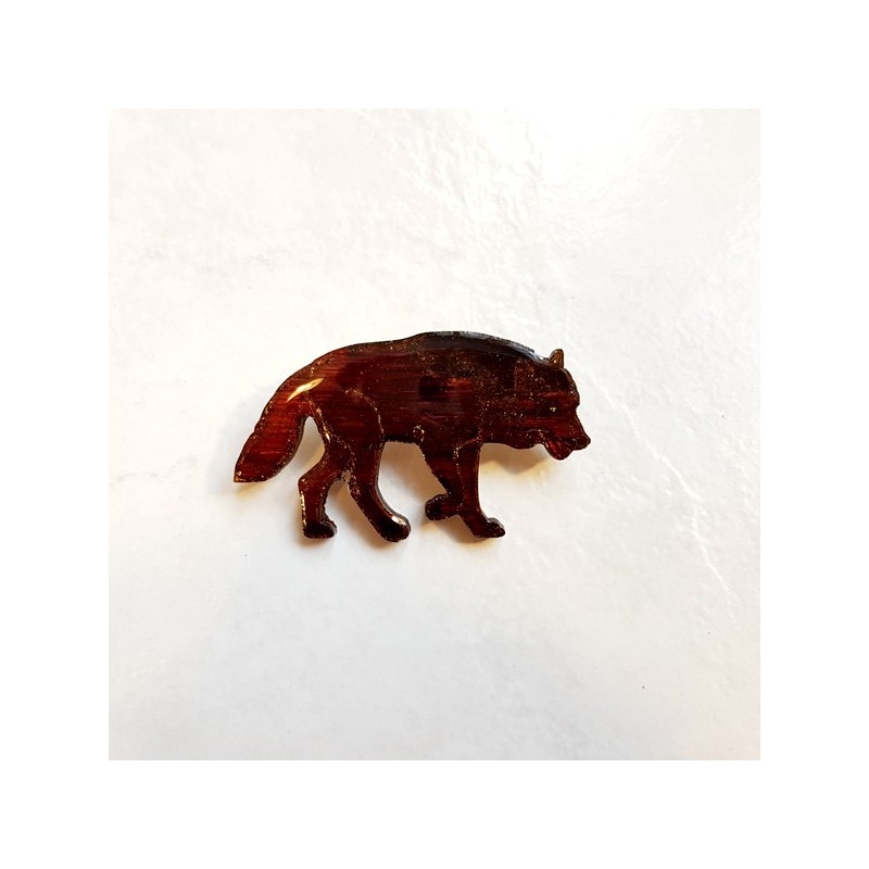 Broche artisanale loup marron brun modèle unique Broche artisanale loup marron brun modèle unique