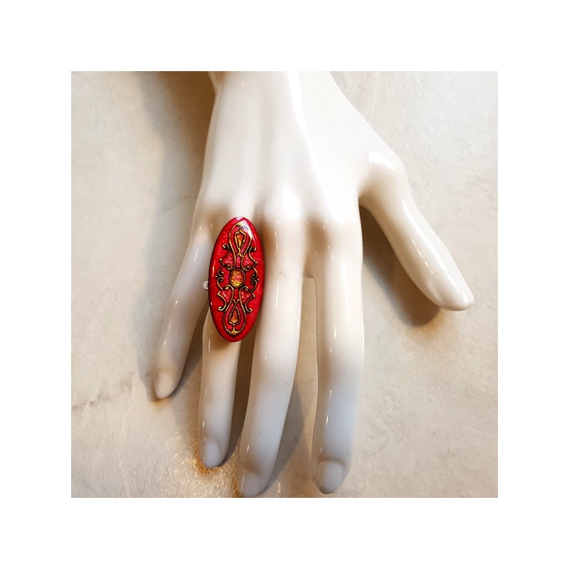 Bague originale longue ovale médiévale tons rose Bague originale longue ovale médiévale tons rose