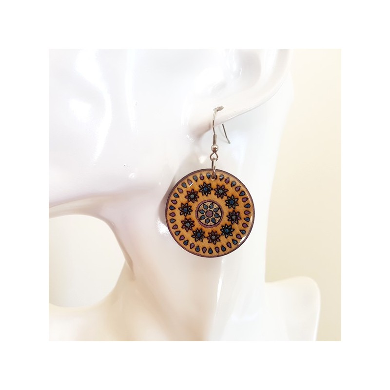 Grande boucle d'oreille fantaisie soleil et fleur Grande boucle d'oreille fantaisie soleil et fleur